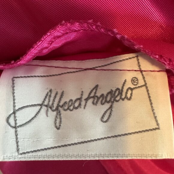 VTG Alfred Angelo Dress Small 80s Hot Pink Satin Bridesmaid Prom USA Union Made - Picture 9 of 16